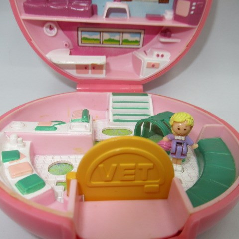 90's★Vintage★POLLY POKET★Poly Pocket★Compact★Figure★Doll★Miniature★Play House★Round★Peach★