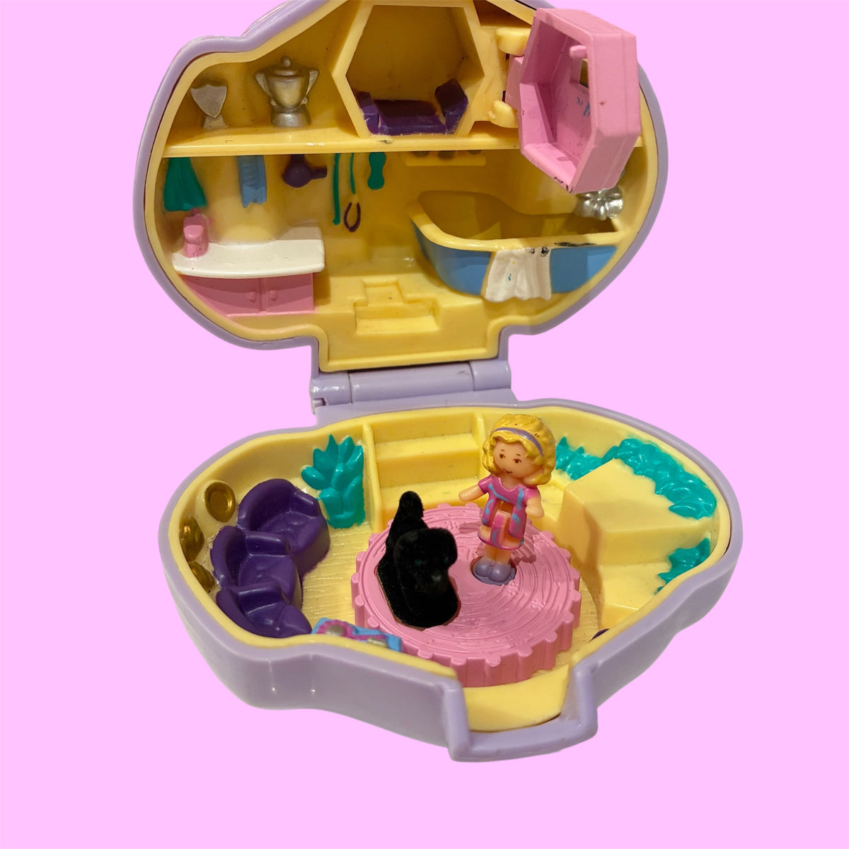 完品!1994年★90's★Polly Pocket★ポーリーポケット★Dazzling Dog Show★パピー★犬★人形★ぬいぐるみ★フィギュア★コンパクト★ビンテージ★ラベンダー★