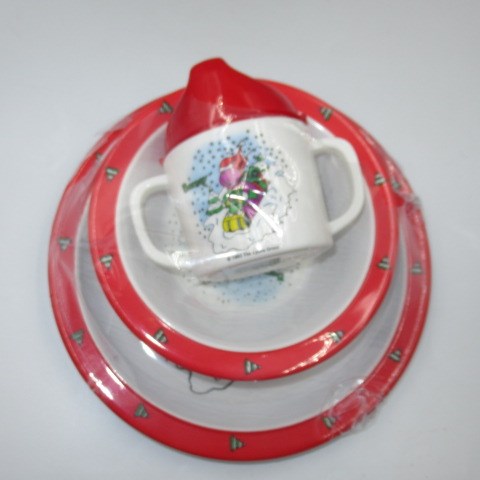 90's★Barney★Dinosaur★Barney★Dinner Wear set★Dish set★Melamine plate★Doll★Figure★Stuffed animal★Unused item★