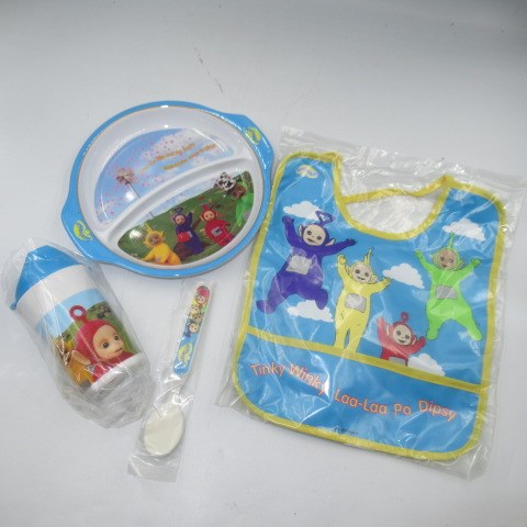 1999★90's★Teletubbies★Teletubbies★4-piece Dinnerware Set★Dinner set★Bib, tray, tumbler, spoon★Unused★Figures★Dolls★