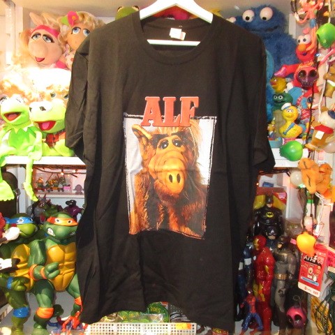 ALF★アルフ★Tshirt★Tシャツ★Lサイズ★人形★ぬいぐるみ★フィギュア★□★ブラック★★