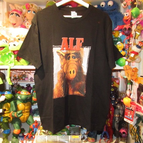 ALF★アルフ★Tshirt★Tシャツ★XLサイズ★人形★ぬいぐるみ★フィギュア★□★ブラック★★
