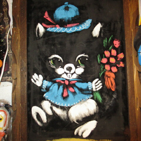 70's★ベルベッドアート★リス★絵画★ビンテージ★オールド★アンティーク★フィギュア★人形★フレーム付