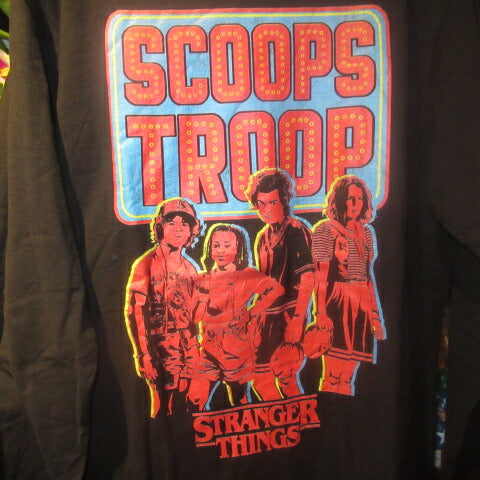 STRANGER THINGS★ストレンジャーシングス★Tシャツ★ロンT★イレブン★フィギュア★NET FLIX★Mサイズ★長袖★ロングスリーブ★ブラック★新品★SCOOPS TROOP