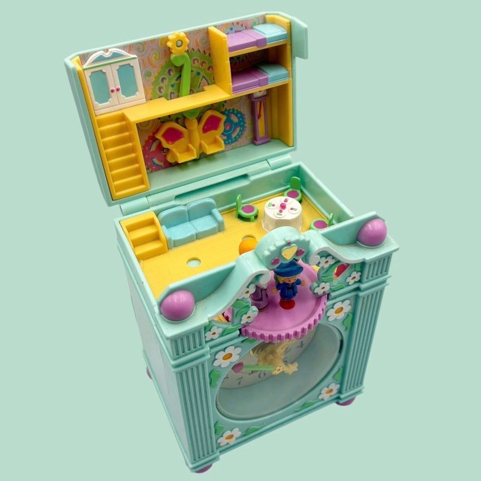 90's★1992年★Polly Pocket★ポーリーポケット★Funtime Clock Playset★ファンタイムクロックプレイセット★起き時計★コンパクト★お家★フィギュア★人形★ビンテージ★vintage