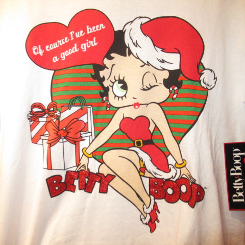 BettyBoop★ベティーブープ★ベティ★Tshirt★Tシャツ★Tee★Christmas★クリスマス★present★プレゼント★Santa★サンタ★white★ホワイト★