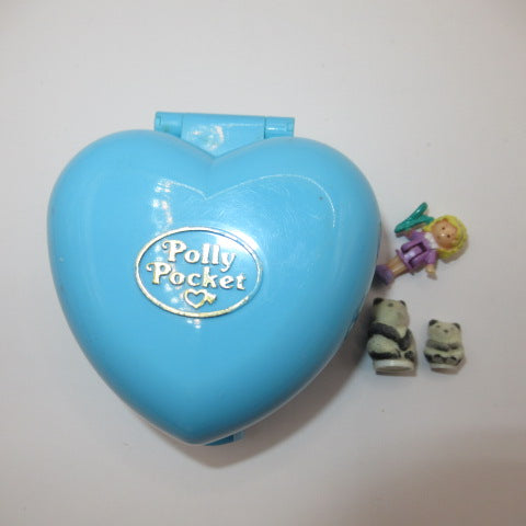 Rare! 90's ★ 1993 ★ Polly Pocket ★ Pretty Panda ★ Blue ★ Heart ★ Miniature ★ Play House ★ Figure ★ Doll ★ Plush Toy ★ 