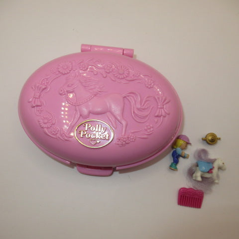 レア！90’s★1995年★Polly Pocket★ポーリーポケット★Shetland pony stable★楕円★ピンク★ポニー★ミニチュア★ままごと★フィギュア★人形★ぬいぐるみ★