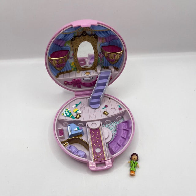 90's★1996★Polly Pocket★Ballerina★Pink★Round★Miniature★Play House★Figure★Doll★Stuffed Animal★ 