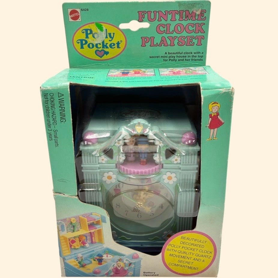 90's★1992年★Polly Pocket★ポーリーポケット★Funtime Clock Playset★ファンタイムクロックプレイセット★起き時計★コンパクト★お家★フィギュア★人形★ビンテージ★vintage