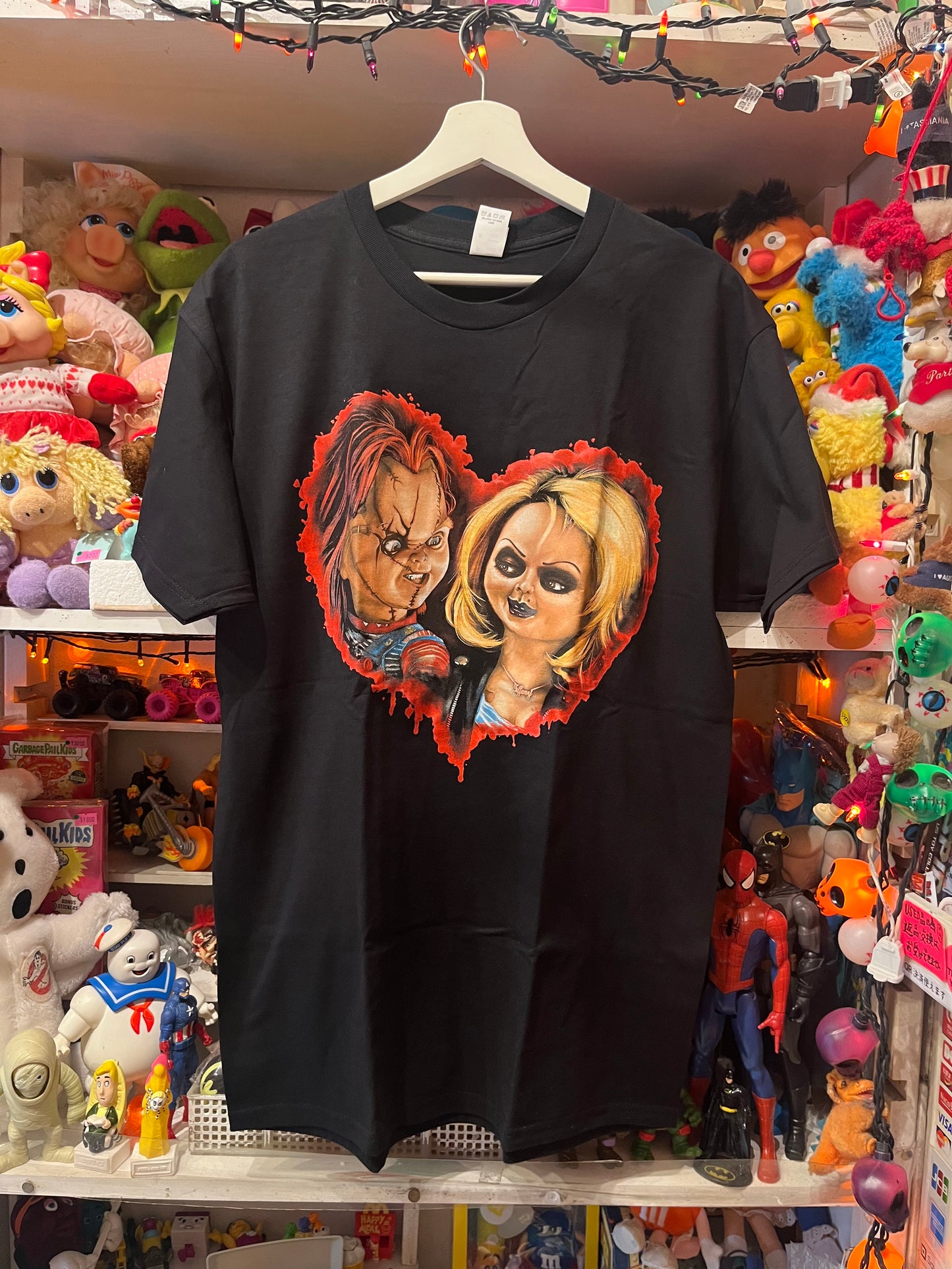 CHUCKY★チャッキー★ティファニー★Heart★ハート★Tshirt★Tシャツ★映画★サイズL★men's★movie★horror★ホラー★人形★ぬいぐるみ★フィギュア