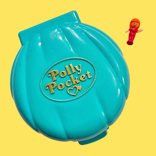 1989年★80's★90's★Polly Pocket★ポーリーポケット★Beach Party★小物入れ★コンパクト★ビンテージ★人形★ぬいぐるみ★フィギュア★エメラルド★貝殻
