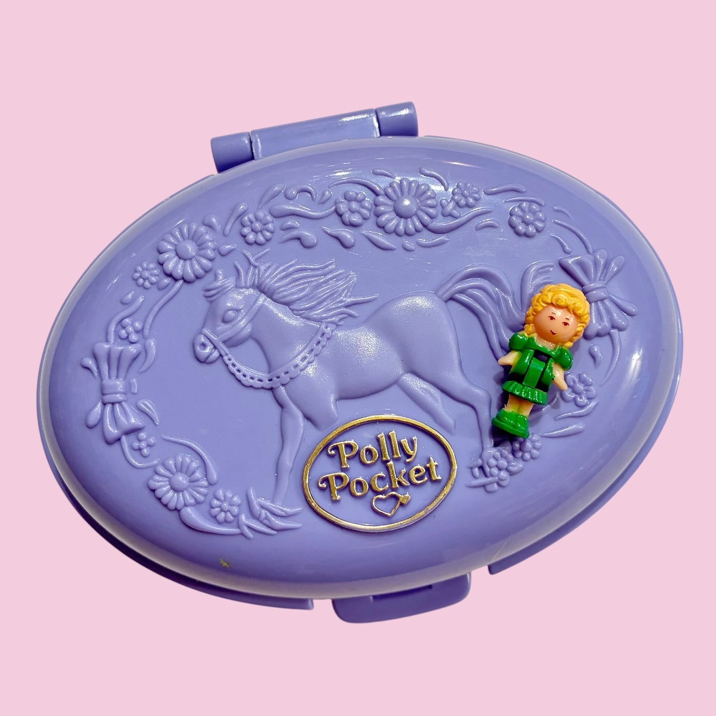 1995年★90's★Polly Pocket★ポーリーポケット★コンパクト★ビンテージ★フィギュア★人形★ぬいぐるみ★Unicorn Meadow★ラベンダー★楕円