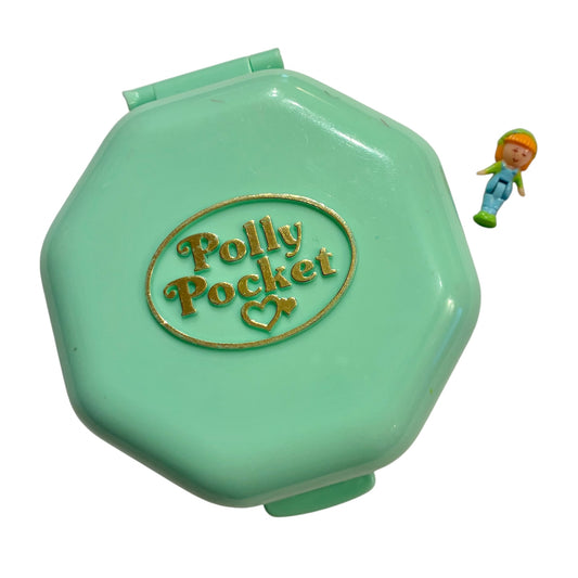 1990年★90's★Polly Pocket★ポーリーポケット★Polly's School★小物入れ★コンパクト★ビンテージ★人形★ぬいぐるみ★フィギュア★ミントグリーン★8角形