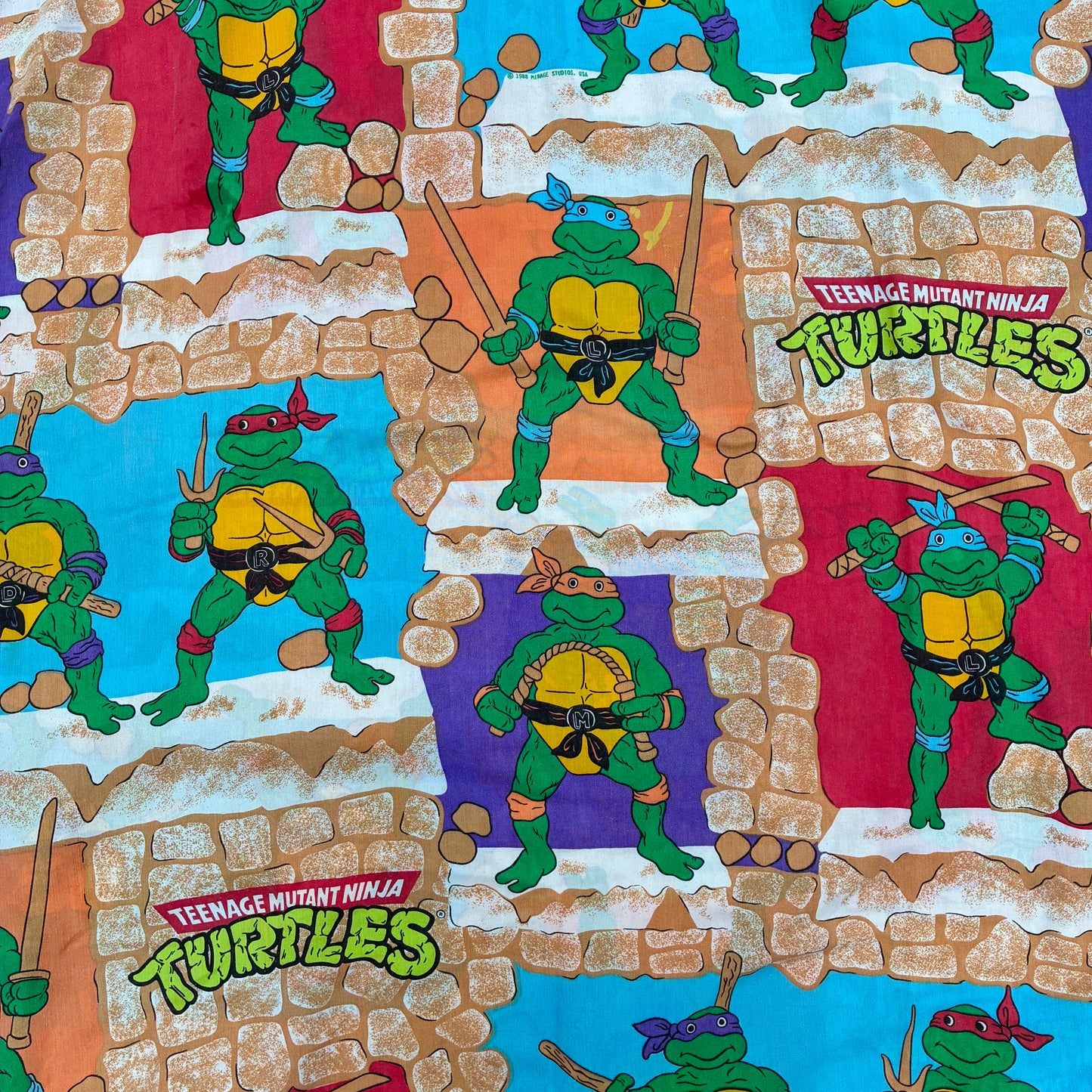 Vintage★ビンテージ★1989年★80's★TEENAGE MUTANT NINJA TURTLES★ミュータントニンジャタートルズ★タートルズ★フラットシーツ★sheets★フィギュア★人形★ぬいぐるみ