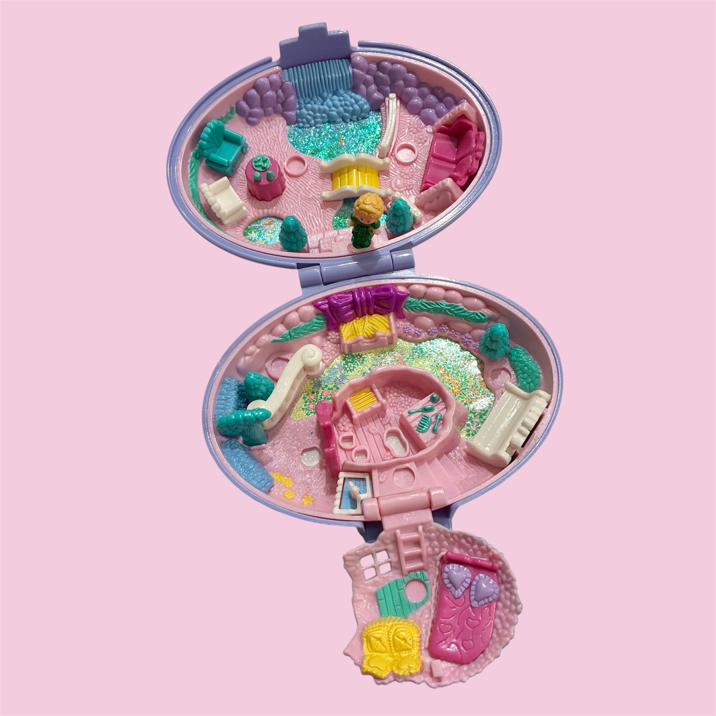 1995年★90's★Polly Pocket★ポーリーポケット★コンパクト★ビンテージ★フィギュア★人形★ぬいぐるみ★Unicorn Meadow★ラベンダー★楕円