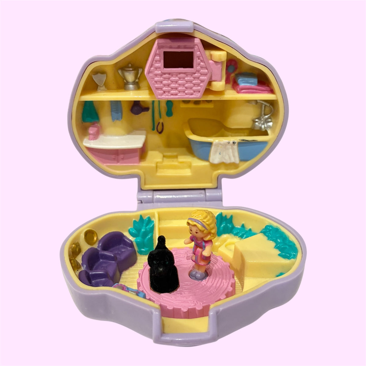 完品！1994年★90's★Polly Pocket★ポーリーポケット★Dazzling Dog Show★パピー★犬★人形★ぬいぐるみ★フィギュア★コンパクト★ビンテージ★ラベンダー★