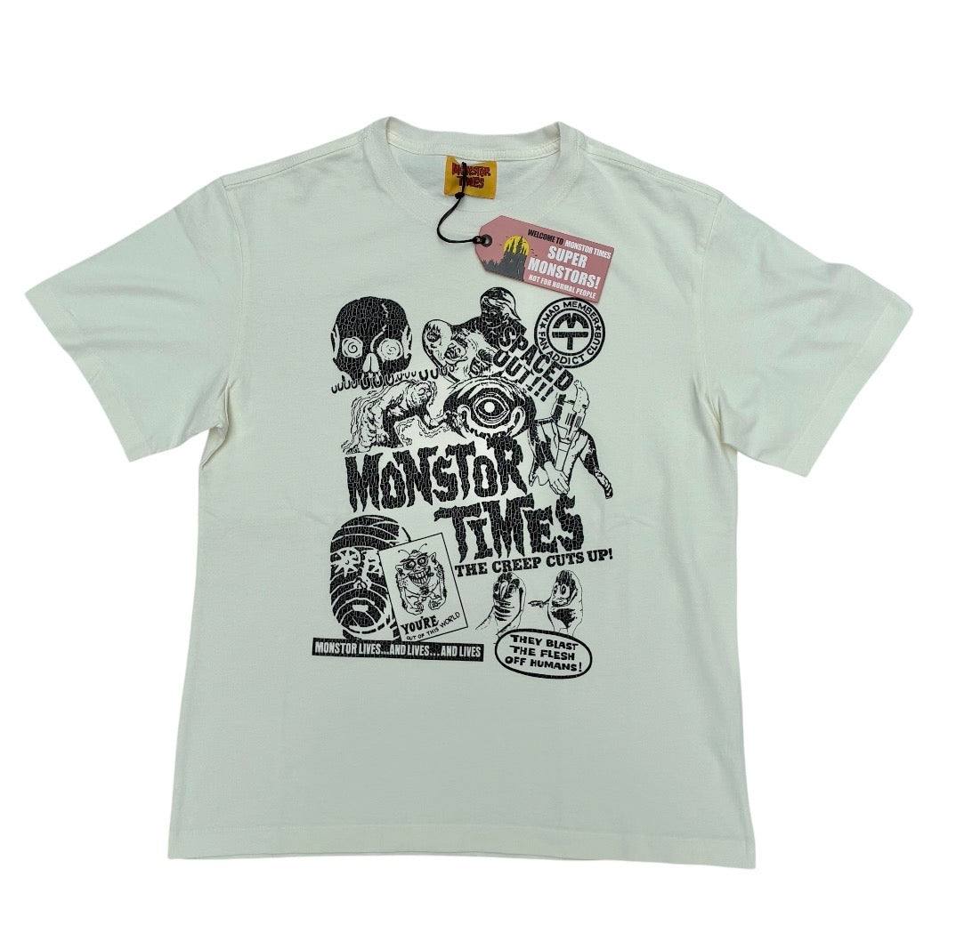 MONSTOR TIMES★モンスタータイムズ★モンスタータイムス★Tシャツ★Tee★black★ホワイト★アイボリー★men's Mサイズ