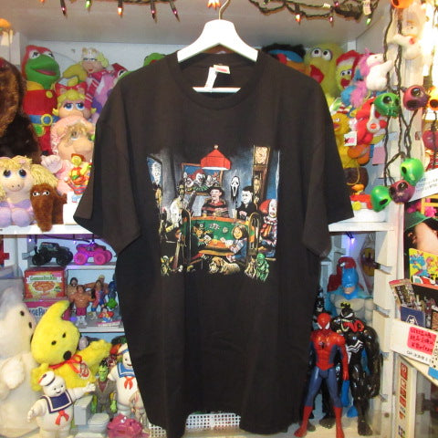 HORROR★ホラーキャラ大集合★Tシャツ★チャッキー★ピンヘッド★キラークラウン★SAW★フレディ★Men’s★XLサイズ★ブラック★新品★フィギュア★人形★ぬいぐるみ★