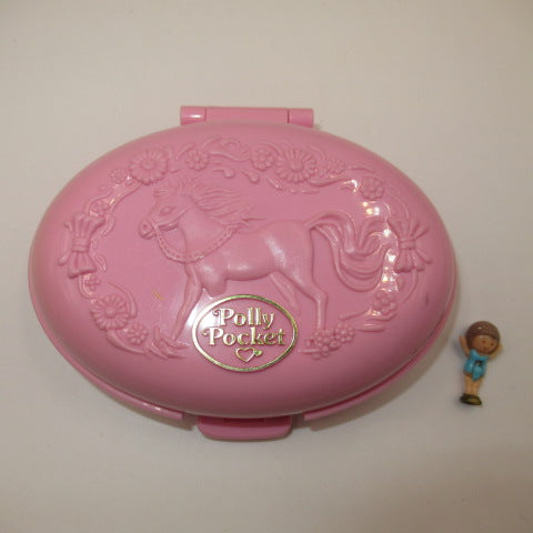 Rare! 90's ★ 1995 ★ Polly Pocket ★ Polly Pocket ★ Shetland pony stable ★ Oval ★ Pink ★ Pony ★ Miniature ★ Play house ★ Figure ★ Doll ★ Plush Toy ★ 