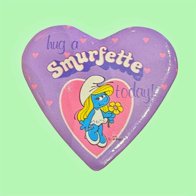 ビンテージ★The Smurfs★スマーフ★Smrfette★スマーフェット★バッジ★button★ハート★小人★フィギュア★人形★ぬいぐるみ★１