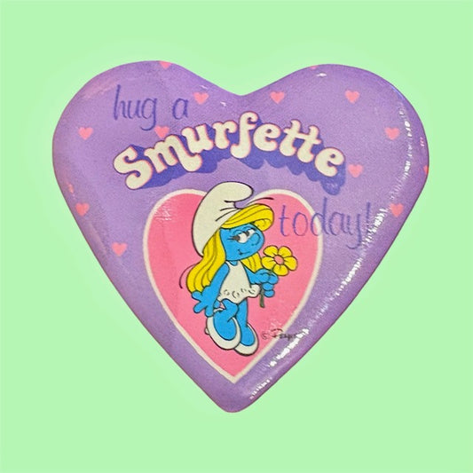 ビンテージ★The Smurfs★スマーフ★Smrfette★スマーフェット★バッジ★button★ハート★小人★フィギュア★人形★ぬいぐるみ★１