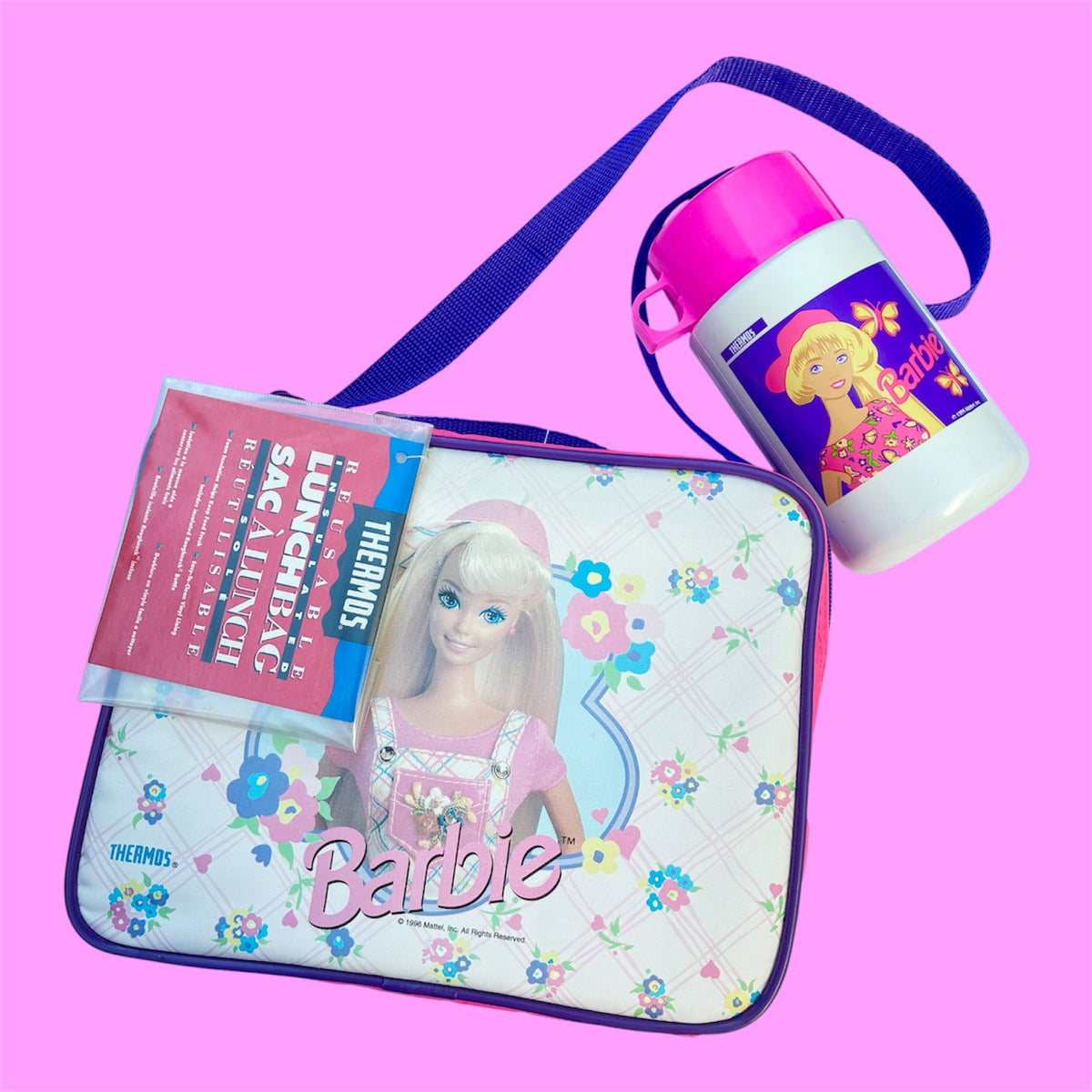 1996年★90's★Barbie★バービー★ランチバッグ★ランチボックス★水筒付き★人形★フィギュア★ビンテージ