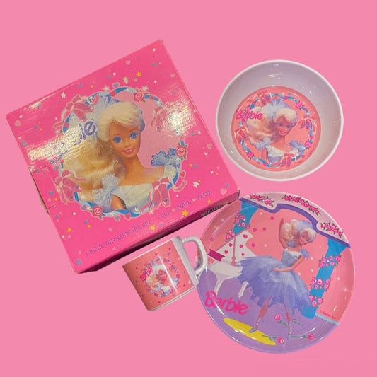 1991★90's★Barbie★Barbie★Dinnerware Set★Dinnerware Set★★Plate★Plastic cup★Tray★Vintage★vintage★Figure★Doll★ 