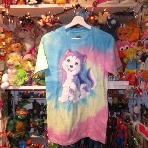 LISA FRANK★Lisa Frank★T-shirt★Figure★Doll★Stuffed toy★Tie-dye★Lady's★L size★Dog★Husky★New★ 