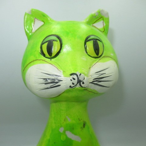 70's★Vintage★Psychedelic★Figurine★Pottery★Cat★Kitty★Figure★Doll★Stuffed animal★ 