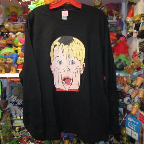 HOME ALONE★Home Alone★T-shirt★Illustration★Kevin★Figure★L size★Macaulay Culkin★Long T-shirt★Long sleeve★Black★Difficult 