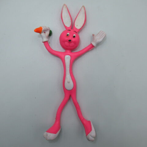Vintage★Rabbit★Stuffed animal★Bendable★Figure★14cm★Carrot★Fluorescent pink 