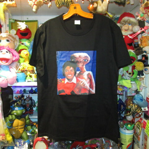 E.T★Tシャツ★E.T &マイケル★マイケル・ジャクソン★ぬいぐるみ★人形★フィギュア★Lサイズ★ブラック