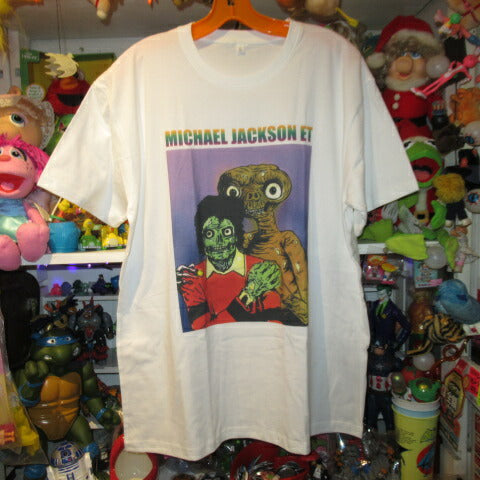 E.T★Tシャツ★ZOMBI E.T &ZOMBI マイケル★マイケル・ジャクソン★ぬいぐるみ★人形★フィギュア★Lサイズ★ホワイト★ゾンビ